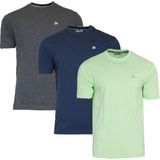 3-Pack Donnay T-shirt (599008) - Sportshirt - Heren - Charcoal-marl Navy Lemon green (571)