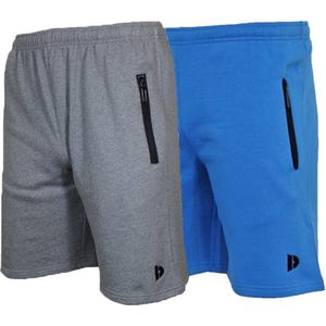 2-Pack Donnay Joggingshort (Nick) - Sportshort - Heren - Silver-marl/True blue (538)