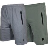 2-Pack Donnay Joggingshort (Nick) - Sportshort - Heren - Silver-marl/Jungle green (594) - maat S