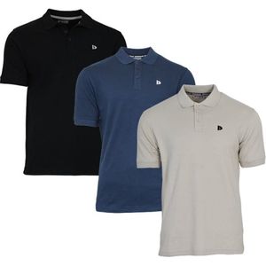 3-Pack Donnay - Polo (Noah) - Sportpolo - Heren - Black/Navy/Sand (550) - maat S