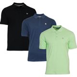Donnay - Polo Noah - Sportpolo - Heren - Black/Navy/Lemon green