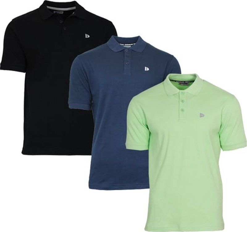 Donnay - Polo Noah - Sportpolo - Heren - Black/Navy/Lemon green