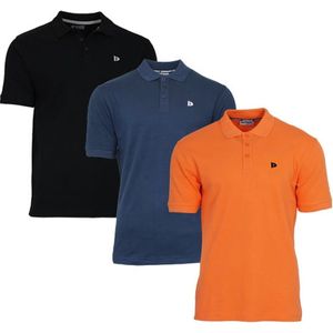 Donnay - Polo Noah - Sportpolo - Zwart/Navy/Apricot Orange - 3-Pack