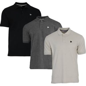 3-Pack Donnay - Polo (Noah) - Sportpolo - Heren - Black/Charcoal-marl/Sand (562) - maat S
