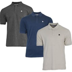 3-Pack Donnay - Polo (Noah) - Sportpolo - Heren - Charcoal/Navy/Sand (568) - maat S