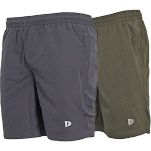 2-Pack Donnay Micro Fibre Short - Sportbroek - Heren - Charcoal/Jungle green (597)