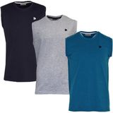 Donnay - Stan - Sportshirt - Navy/Grey-marl/Petrol - 3-Pack