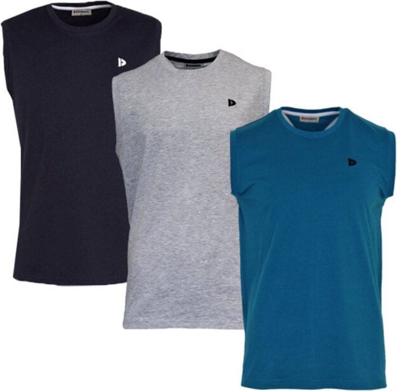 Donnay - Stan - Sportshirt - Navy/Grey-marl/Petrol - 3-Pack