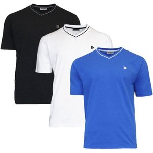 3-Pack Donnay T-shirt Jason - Sportshirt - V- Hals shirt - Heren - Zwart Wit Cobalt (480)