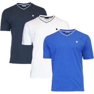 3-Pack Donnay T-shirt Jason - Sportshirt - V- Hals shirt - Heren - Navy Wit Cobalt (481)
