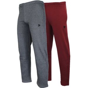 2-Pack Donnay - Joggingbroek rechte pijp (Wess) - Sportbroek - Heren - Charcoal-marl/Burgundy (631)