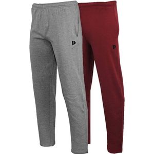 2-Pack Donnay - Joggingbroek rechte pijp (Wess) - Sportbroek - Heren - Silver-marl/Burgundy (632)