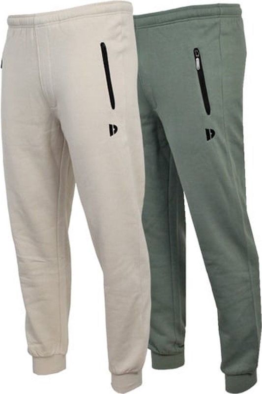 Donnay - 2-Pack Joggingbroeken met Elastiek - Sand/Jungle Green
