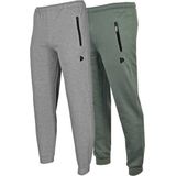 2-Pack Donnay - Joggingbroek met elastiek (Jack) - Sportbroek - Heren - Silver-marl/Jungle green (594) - maat S