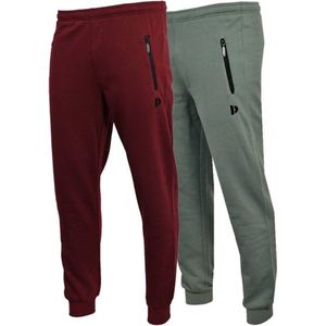 2-Pack Donnay - Joggingbroek met elastiek (Jack) - Sportbroek - Heren - Burgundy/Jungle green (629)