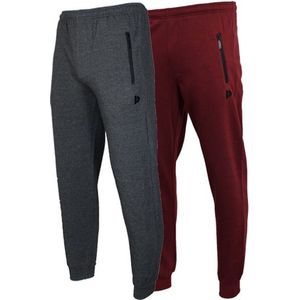 Donnay - Joggingbroek Jack - Charcoal-marl/Burgundy - 2-Pack - Heren