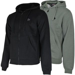 2-Pack Donnay - Sweatvest met capuchon (Bruce) - Sportvest - Heren - Black/Jungle green (549) - maat S