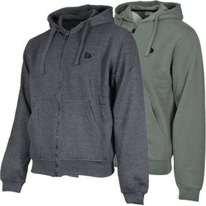 2-Pack Donnay - Sweatvest met capuchon (Bruce) - Sportvest - Heren - Charcoal-marl/Jungle green (597) - maat S
