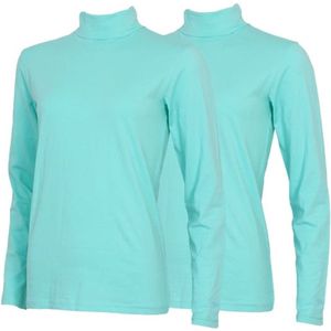 Campri Campri Dames - 2-Pack - Skipully - shirt met col - Aruba Blue
