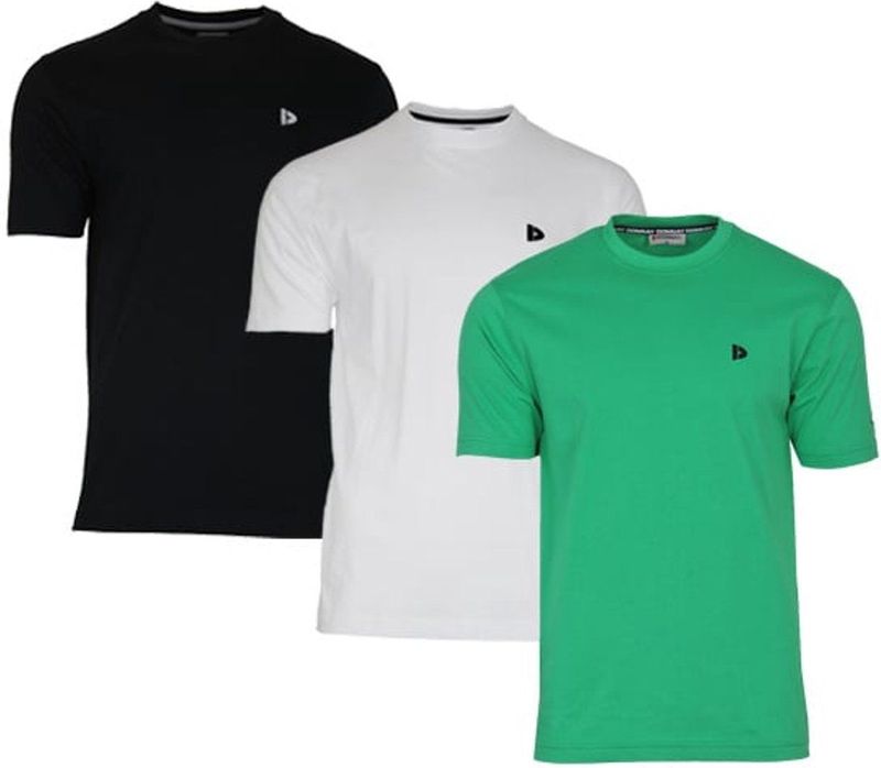 Donnay - Vince - T-shirt - Zwart/Wit/Groen - 3-Pack - Heren