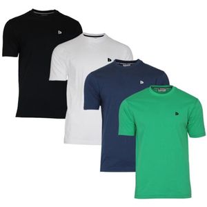 4-Pack Donnay - T-shirt (Vince) - Sportshirt - Heren - Black/White/Navy/Grass green (718) - maat S