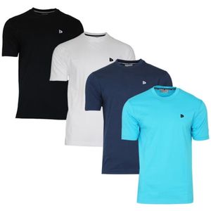 Donnay - T-shirt Vince - Sportshirt - Zwart/Wit/Marineblauw/Turquoise - 4-Pack