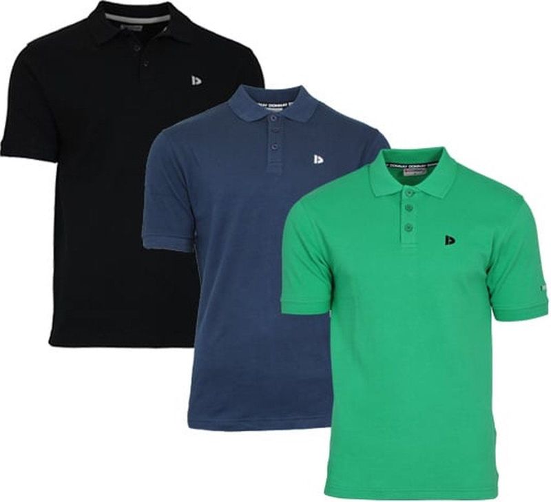 Donnay - Polo Noah - Sportpolo - Zwart/Navy/Groengras - 3-Pack