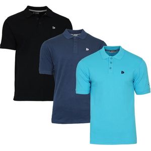 3-Pack Donnay - Polo (Noah) - Sportpolo - Heren - Black/Navy/Turquoise (684) - maat S