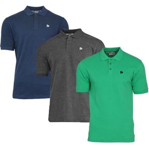 Donnay - Polo Noah - Sportpolo - Navy/Charcoal/Grass green