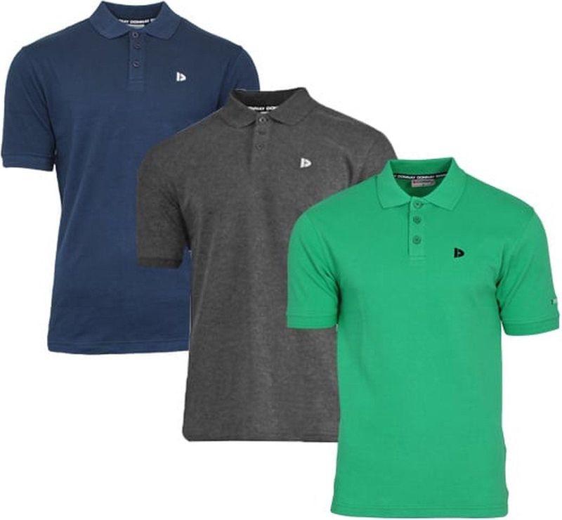 Donnay - Polo Noah - Sportpolo - Navy/Charcoal/Grass green