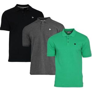 Donnay - Polo Noah - Sportpolo - Zwart/Charcoal/Grass green