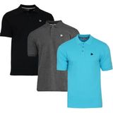 Donnay - Polo Noah - Sportpolo - Zwart/Charcoal/Turquoise