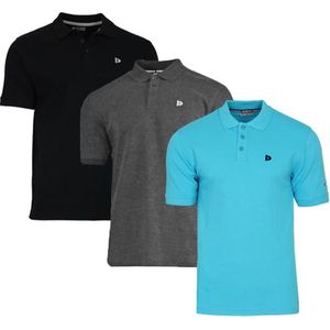 Donnay - Polo Noah - Sportpolo - Zwart/Charcoal/Turquoise