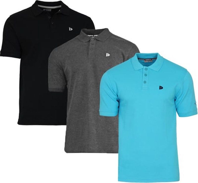 Donnay - Polo Noah - Sportpolo - Zwart/Charcoal/Turquoise