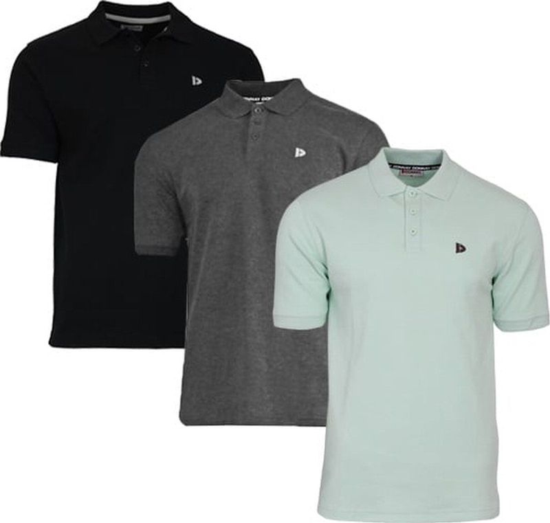 Donnay - Polo Noah - Sportpolo - Zwart/Charcoal/Mint groen