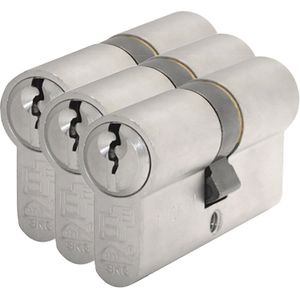 Dubbele cilinder - Vernikkeld - Messing - S2 - S2 veiligheidscilinders S6 gelijksluitend per 3, 30/30
