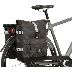 AGU H2O Roll-Top Dubbele Fietstas II Urban - Zwart - Reflecterend - 28 liter - MIK compatible