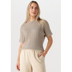 Beaumont Hearty Pullover - Sand - Fancy Open Steek Met Lurex