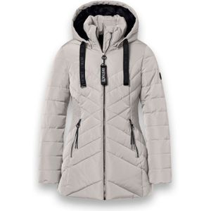 District - Gewatteerde Jas - Grijsbruin - Dames - Met Capuchon