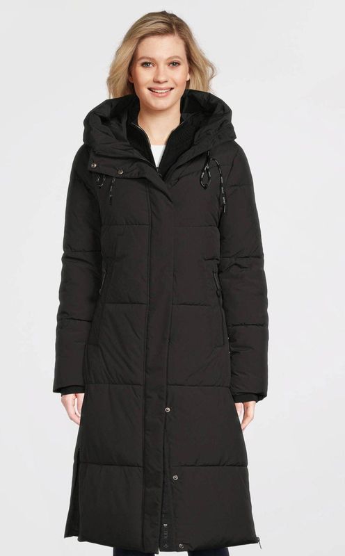 District - DUMBBELL - Damesjas - Zwart - Waterafstotend - Lange Step Jas