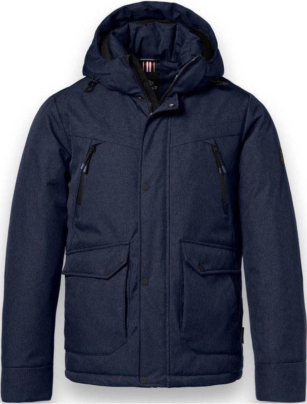 District - Winterjas - Donkerblauw - Gevoerd - Met Capuchon