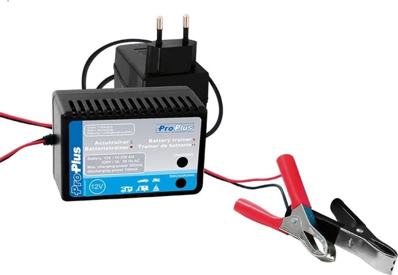 ProPlus Accutrainer 230V Naar 12V 10-250AH Adapter Oplader met Accuklem