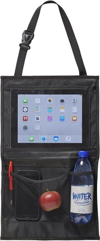 ProPlus Autostoel organizer - tablethouder - 3 opbergvakken - 50 x 30 cm - zwart