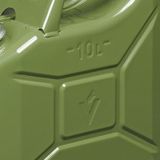 Metalen jerrycan met magnetische dop legergroen voor brandstof 10 liter - Jerrycan voor brandstof