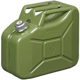 Metalen jerrycan met magnetische dop legergroen voor brandstof 10 liter - Jerrycan voor brandstof