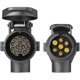 Pro Plus Verloopstekker - 13 naar 7 Polig - met Constante Plus - 12 Volt - Zwart