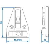 ProPlus Mini driehoek waterpas - met magneet bevestiging - 58 x 44 mm - 2 libellen - met schroefgaten - aanhanger - caravan - camper