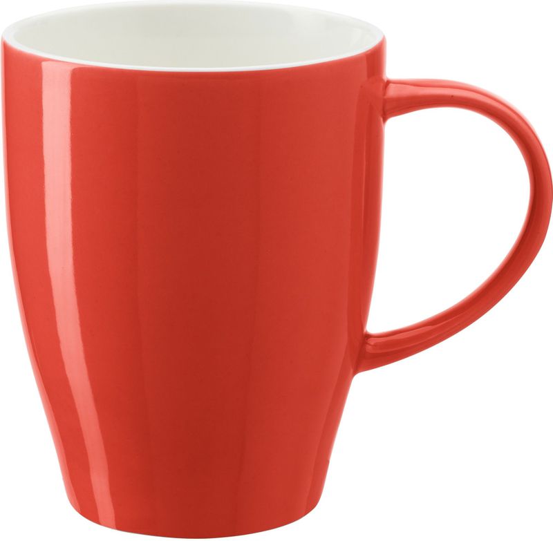 Bellatio Design Koffie mokken/bekers Paris - 1x - porselein - met oor - rood - 350 ml