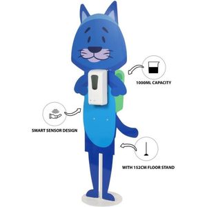 Cartoon Desinfectie Zuil met Stalen Voet  Model Kat / Zuil & Gel Dispenser 1000 ML met Sensor - Compleet geleverd (excl. Batterijen ) - Automatische dispencer - Desinfectiedispenser - Touchless dispencer - Contactloze dispenser - Automatische zuil