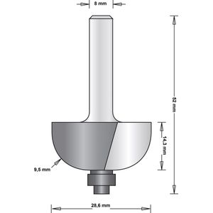 Hikoki - Holprofielfrees - 8 Mm - Onderlager - 28.6X52X9.5